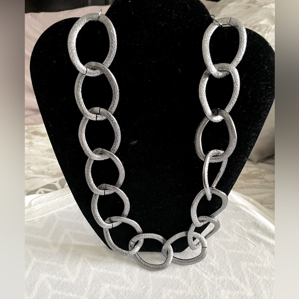 Gray silver statement necklace